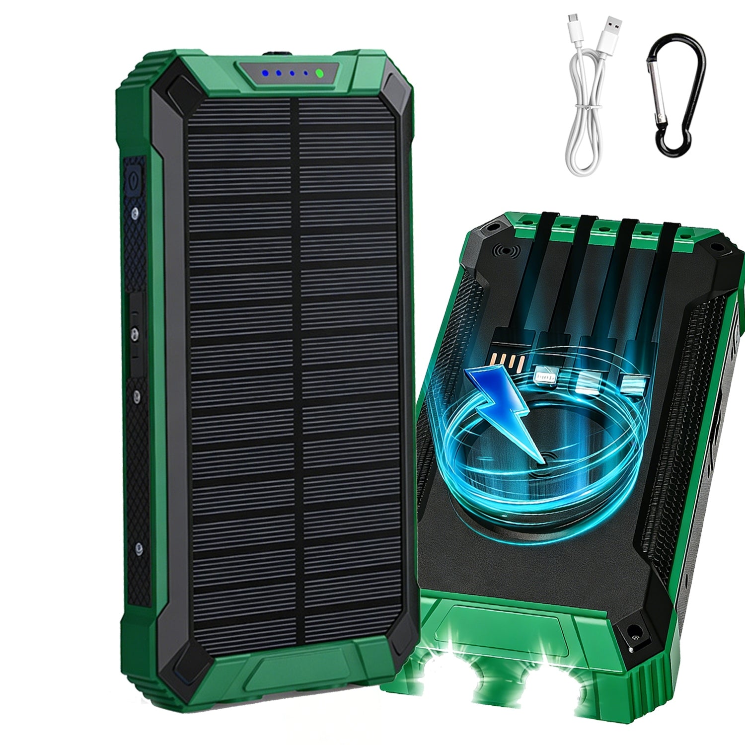 LARGE SOLAR POWERBANK WATERPROOF USB POWERFUL FLASHLIGHT 30000mAh