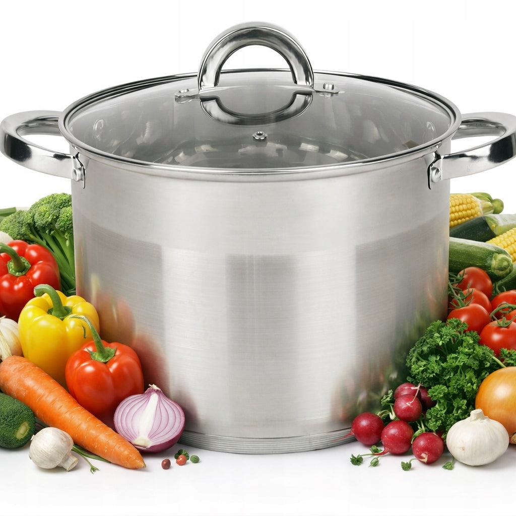 LARGE STAINLESS STEEL POT 10L GASTRO INDUCTION 26CM HIGH ROSSNER