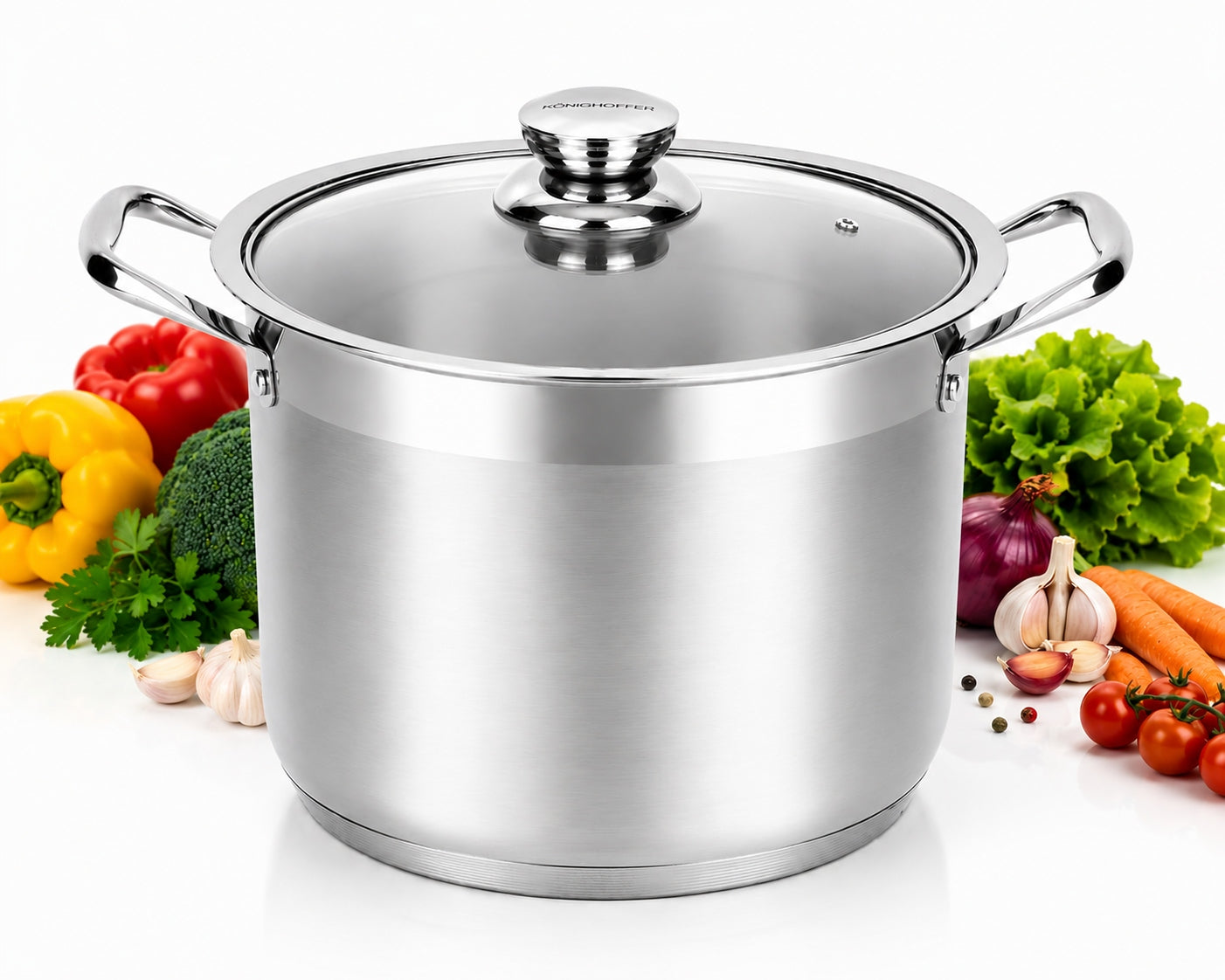 LARGE STAINLESS STEEL POT 12L GASTRO INDUCTION 28CM HIGH ROSSNER