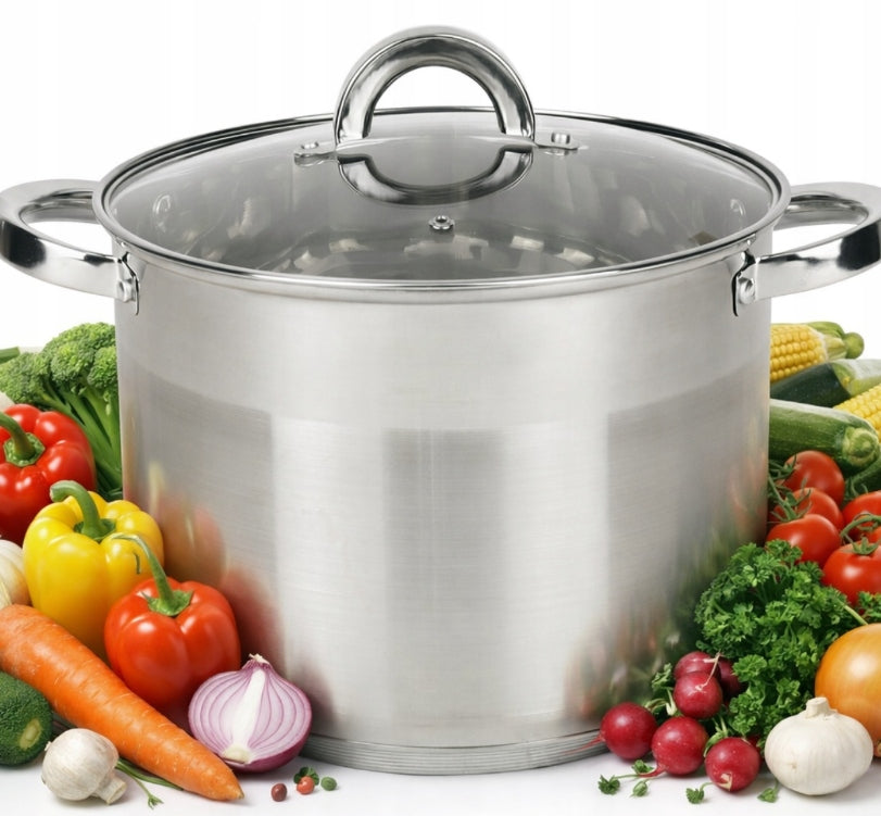 LARGE STAINLESS STEEL POT 13L GASTRO INDUCTION 28CM HIGH ROSSNER