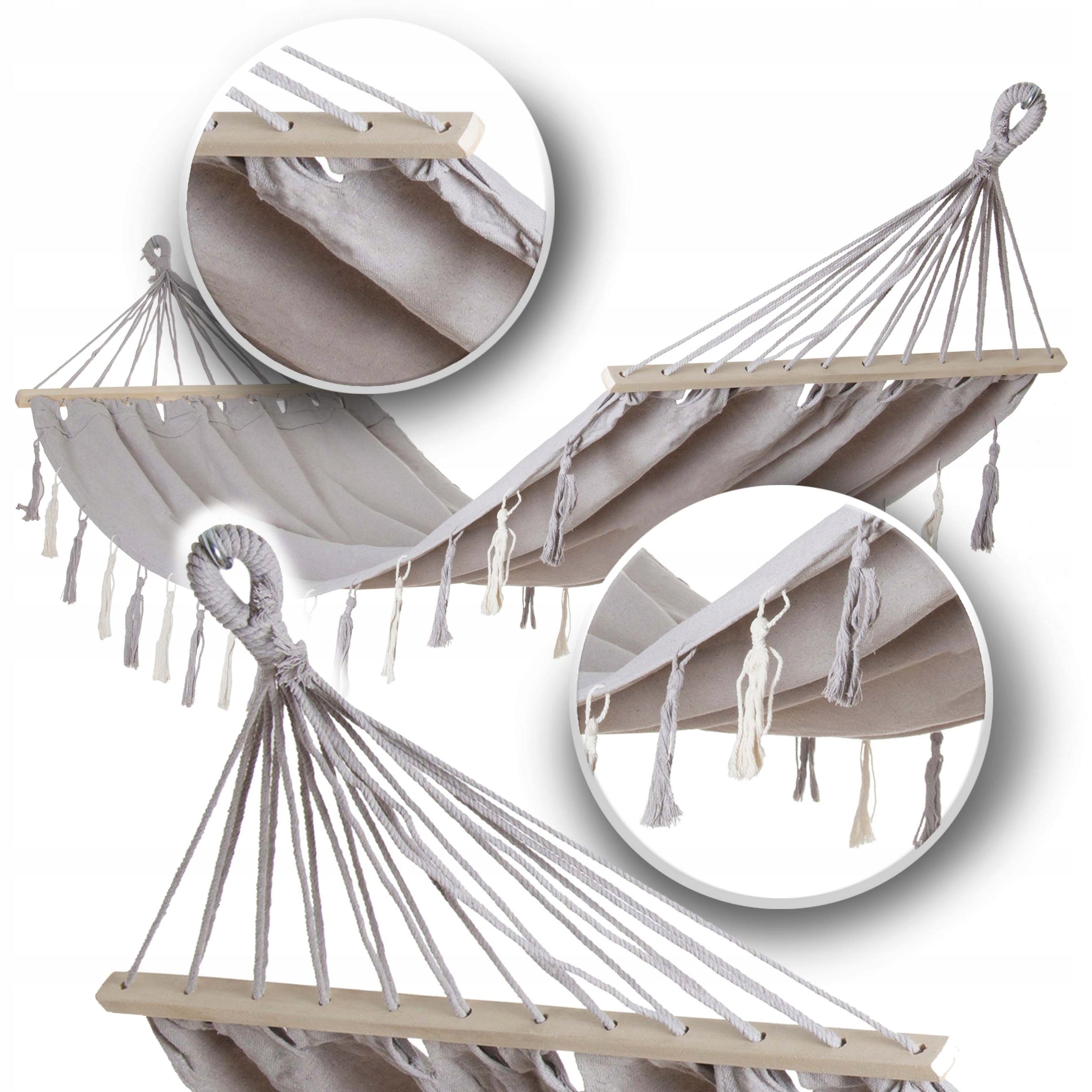 LARGE STRONG DURABLE GARDEN HAMMOCK BOHO SWING MILOS 4 200x100 GREY Manufacturer Kontrast