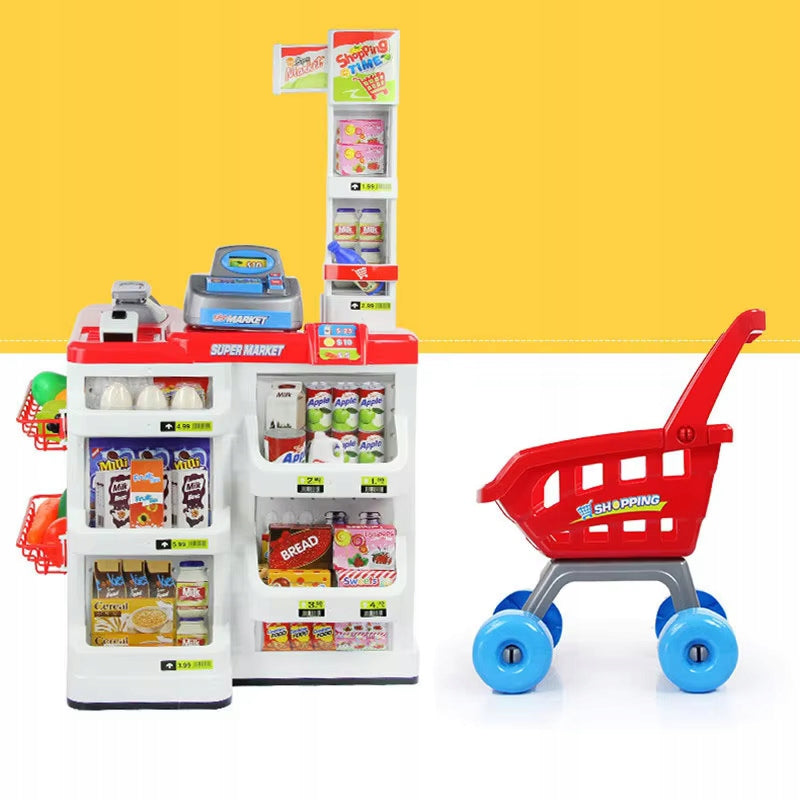 LARGE SUPERMARKET STORE CHILDREN'S STALL WITH CASH REGISTER SCALE AND SCANNER Kid's age 3＋ years