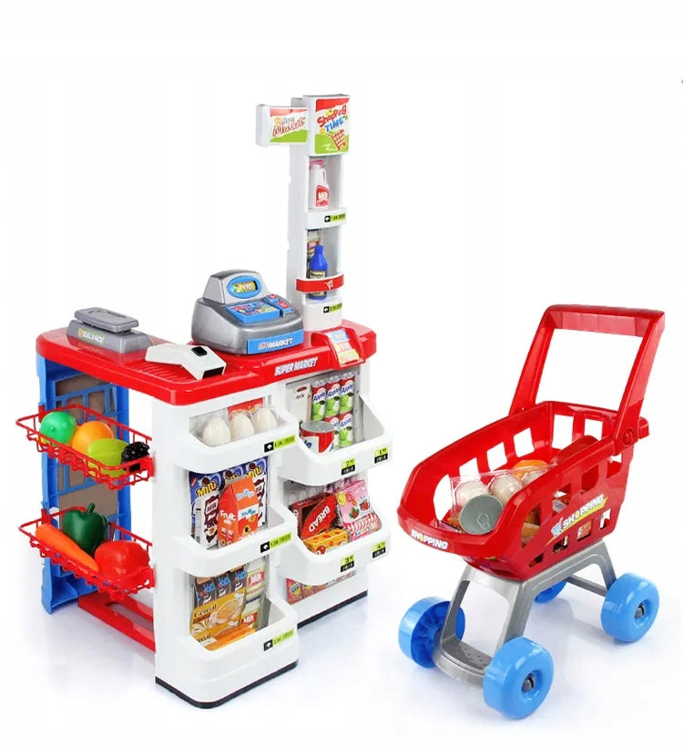 LARGE SUPERMARKET STORE CHILDREN'S STALL WITH CASH REGISTER SCALE AND SCANNER