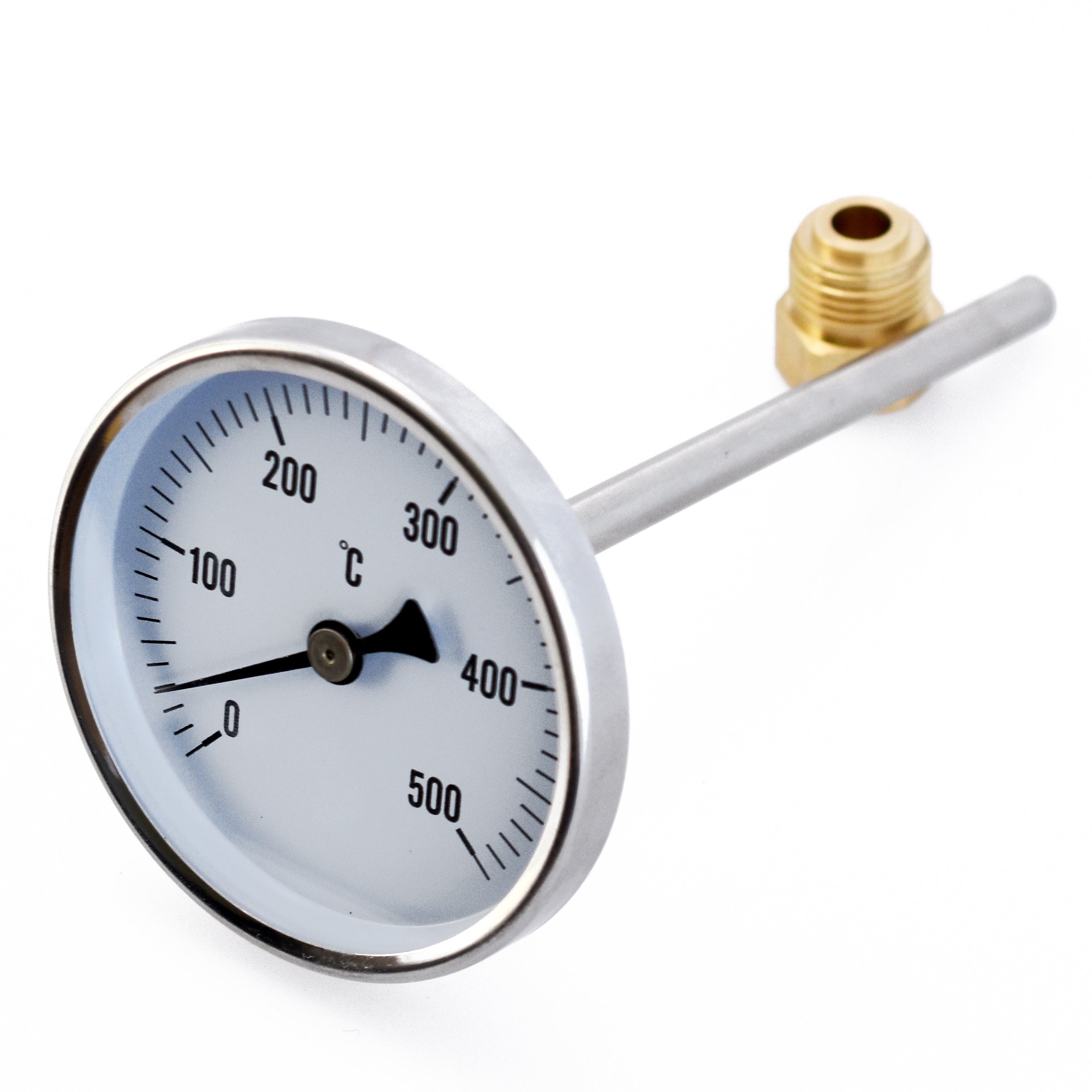 LARGE THERMOMETER with probe 15 cm for Exhaust Disc 0-500C Chimney Furnace Boiler