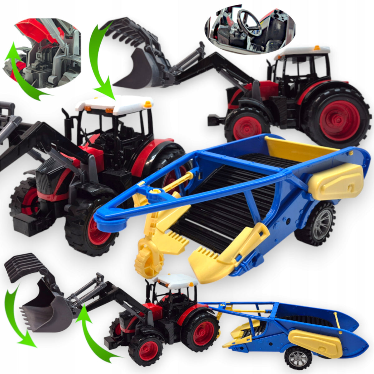 LARGE TRACTOR JOHN DEERE WITH POTATO DIGGER TRAILER- DRIVE