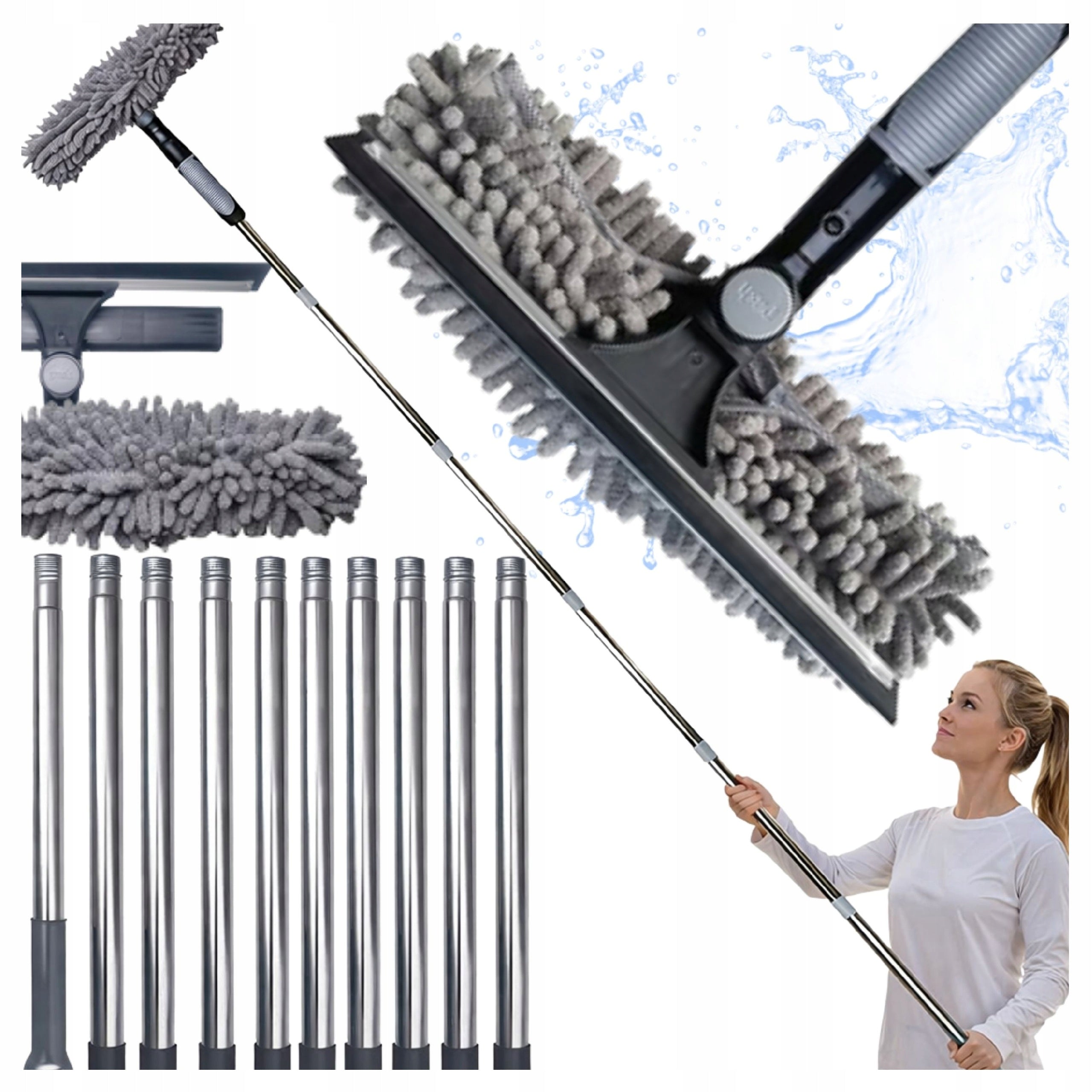 LARGE WINDOW MOP WASHER FOR CLEANING MIRROR WINDOWS ADJUSTMENT 430 CM+ SQUEEGEE