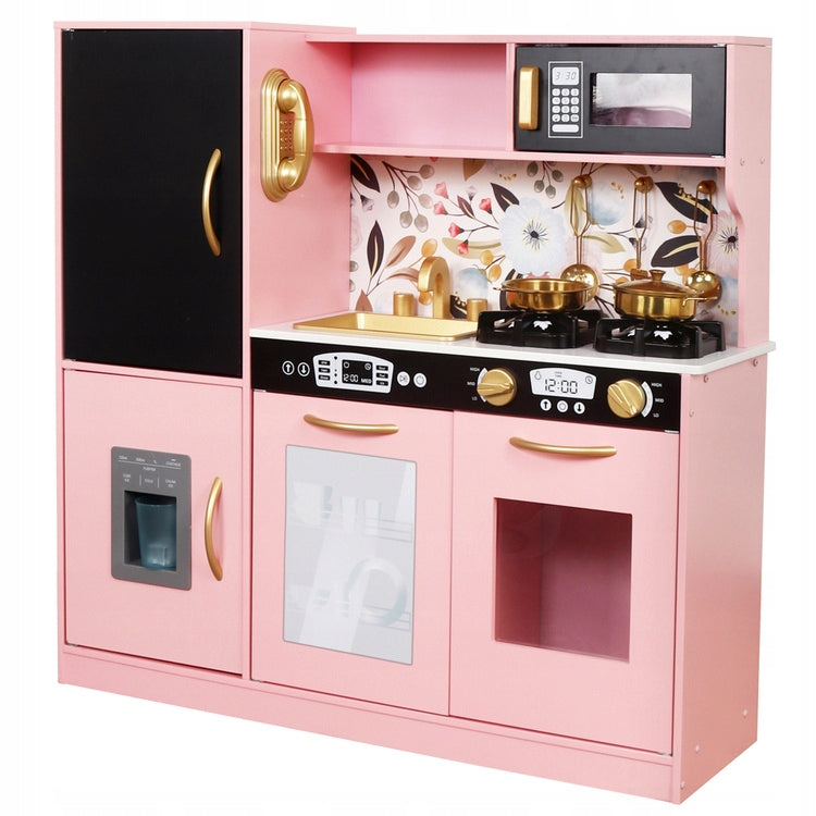 LARGE WOODEN CHILDREN'S KITCHEN WITH FRIDGE OVEN LIGHTS AND SOUNDS