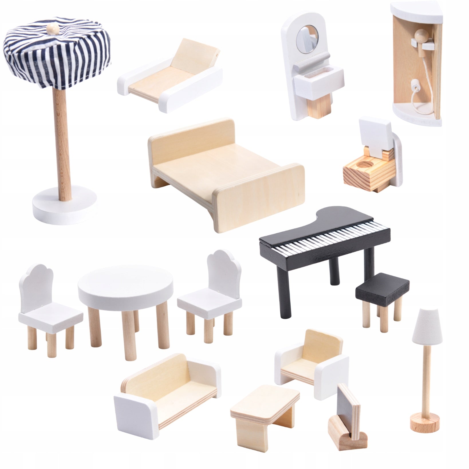 LARGE WOODEN DOLLHOUSE LIGHT LED FURNITURE ACCESSORIES 78CM WHITE Brand Ikonka