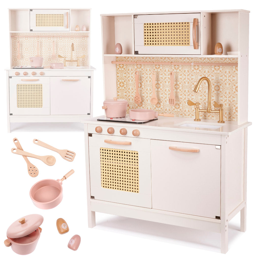 LARGE WOODEN KITCHEN FOR CHILDREN GIRLS WITH ACCESSORIES HOB EAN (GTIN) 05903039717855