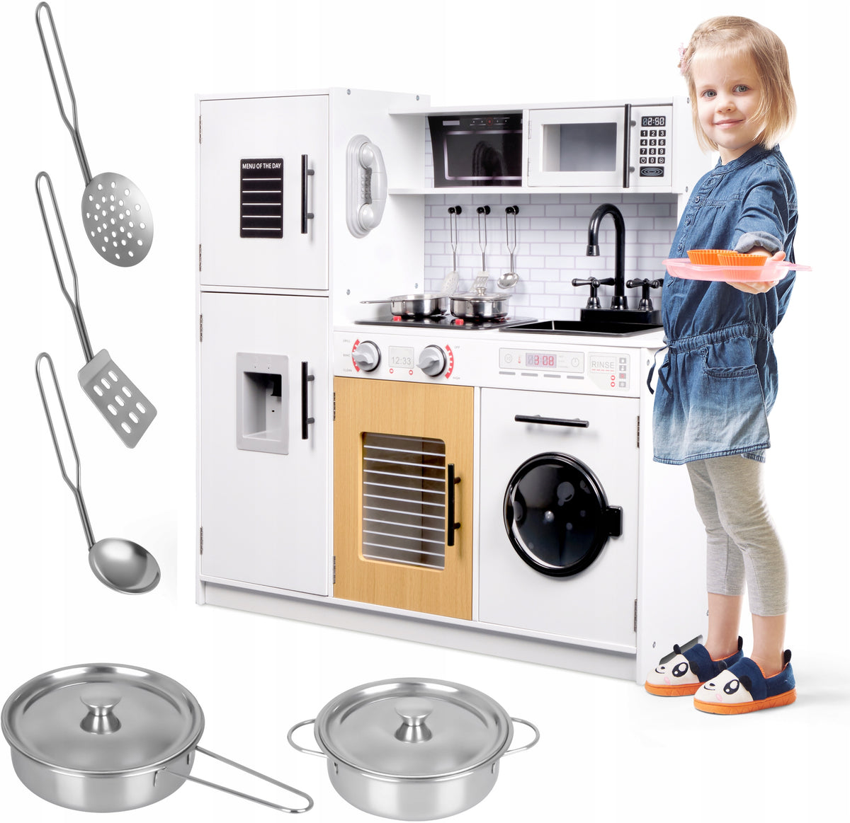LARGE WOODEN KITCHEN for Children EDUCATIONAL INTERACTIVE LEDS +ACCESSORIES Brand Promis