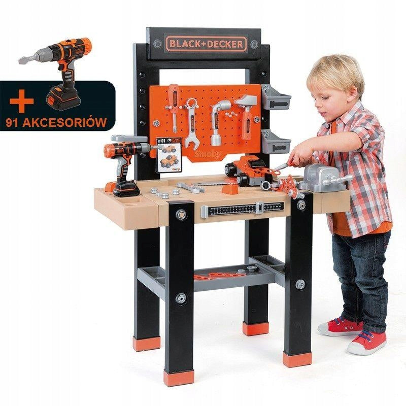 LARGE WORKSHOP OF BLACK&DECKER SMOBY 92 ELEMENTS 3+
