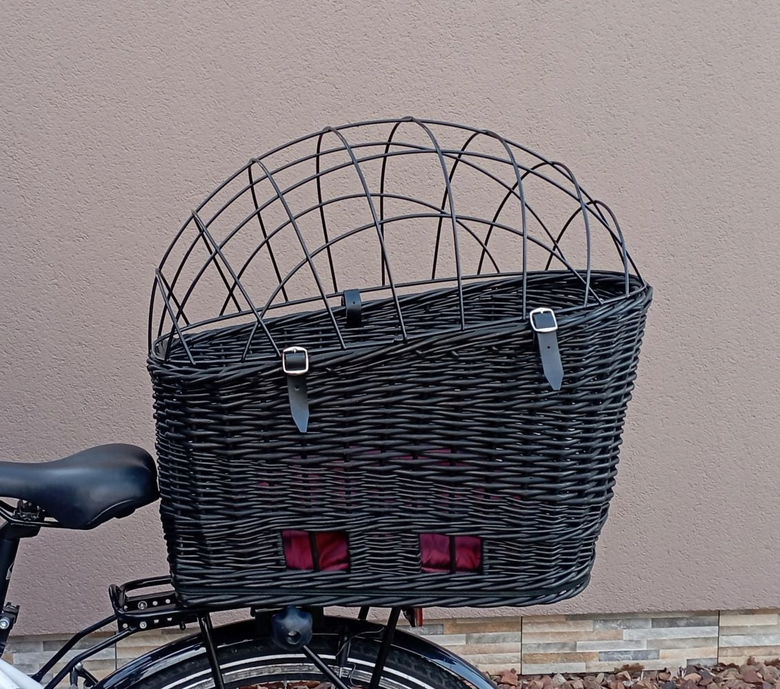 LARGE wicker basket for LUGGAGE RACK Bike basket for DOG + Pillow Brand Wiklinowe-kosze