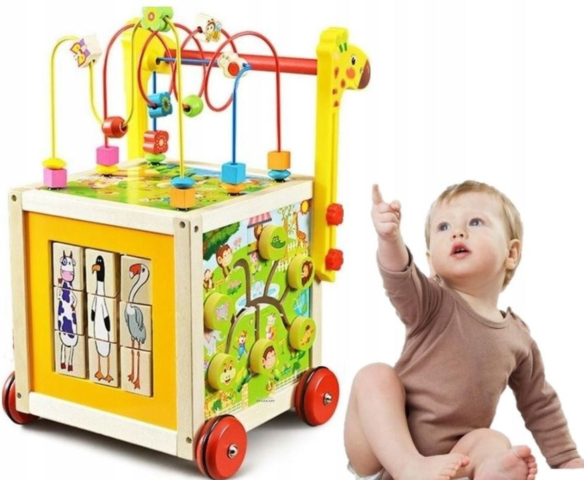 LARGEST WOODEN WALKER PUSHER EDUCATIONAL CUBE 7in1 MONTESSORI + MULA EAN (GTIN) 5903314100716