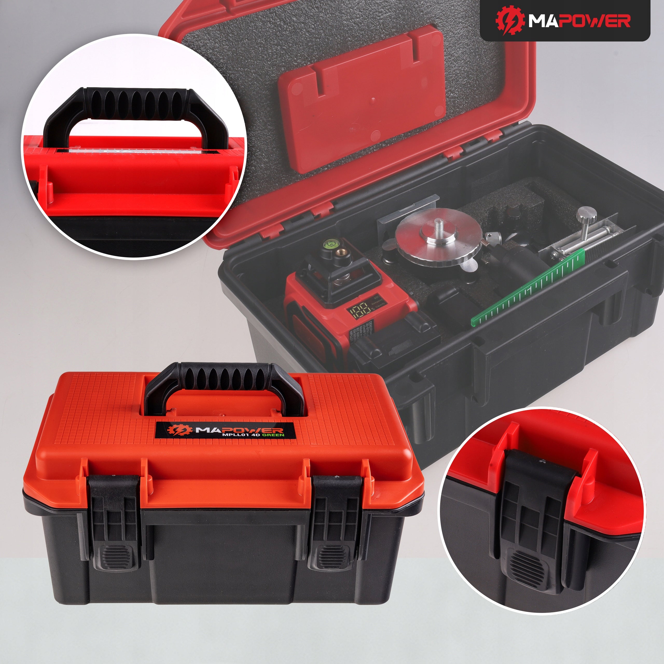 LASER CROSS LASER LEVEL 4D PLANE GREEN + TRIPOD 120CM Brand MAPOWER