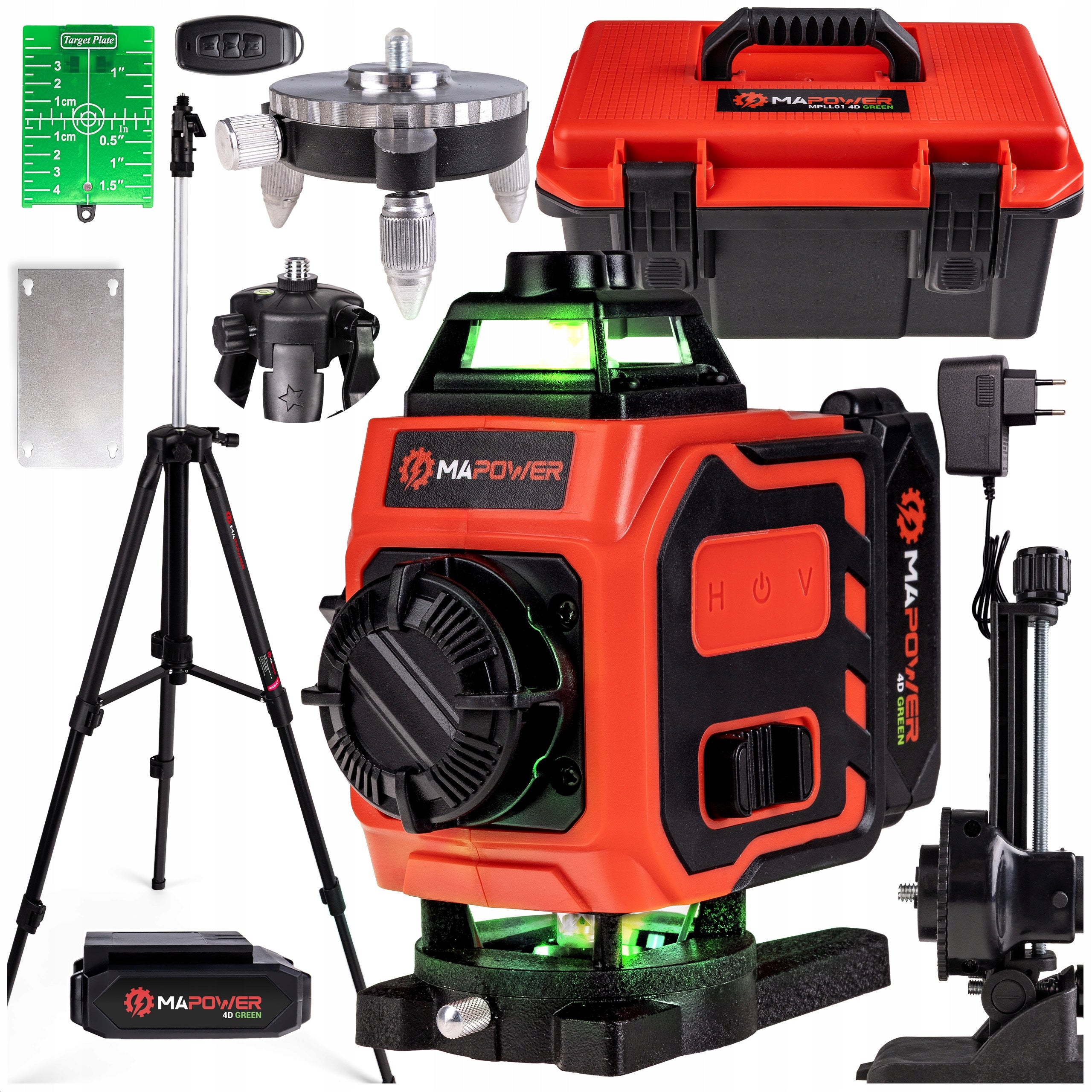 LASER CROSS LASER LEVEL 4D PLANE GREEN + TRIPOD 120CM