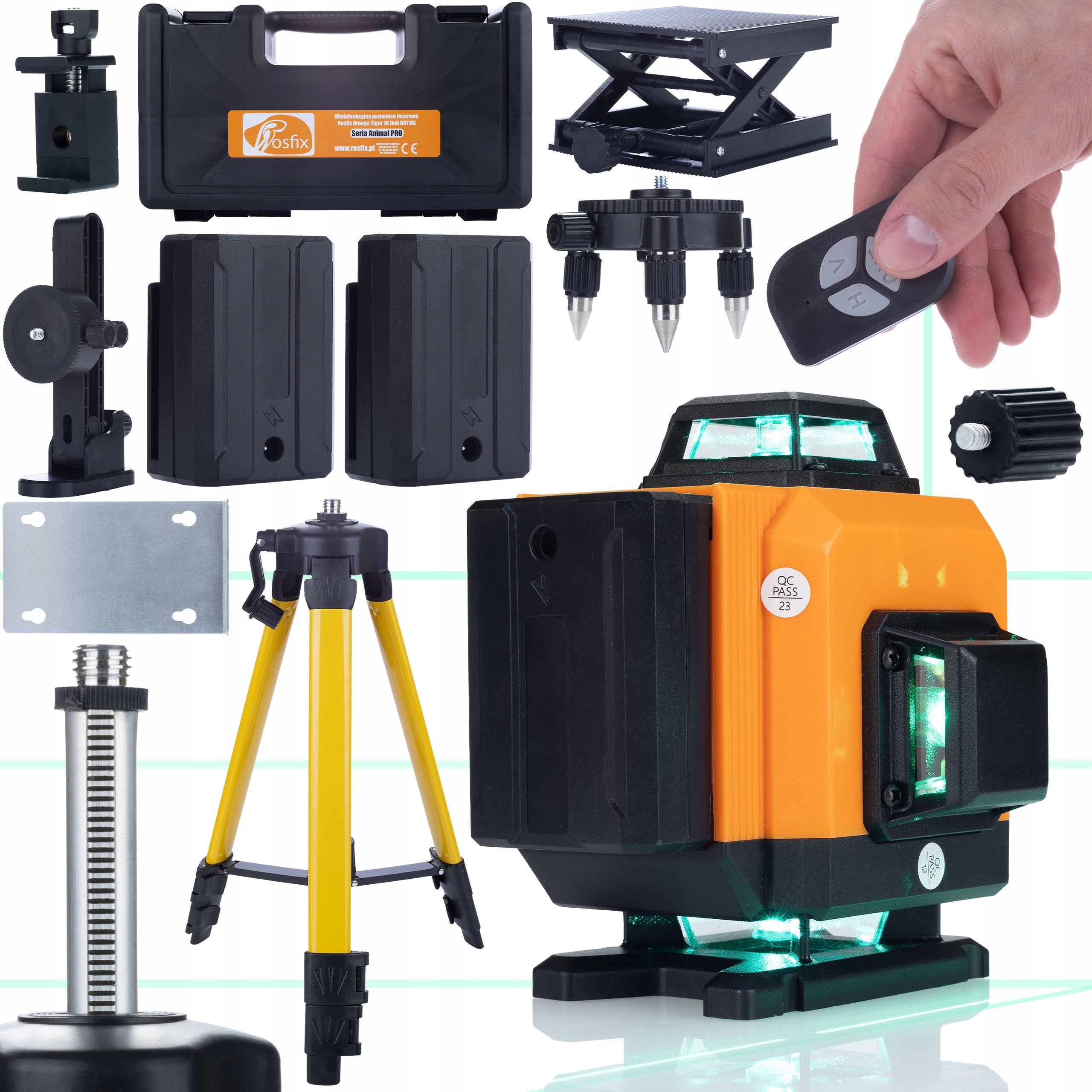 LASER CROSS LEVEL 360 16L TRIPOD POLE 120CM 2AKU PLATFORM PILOT
