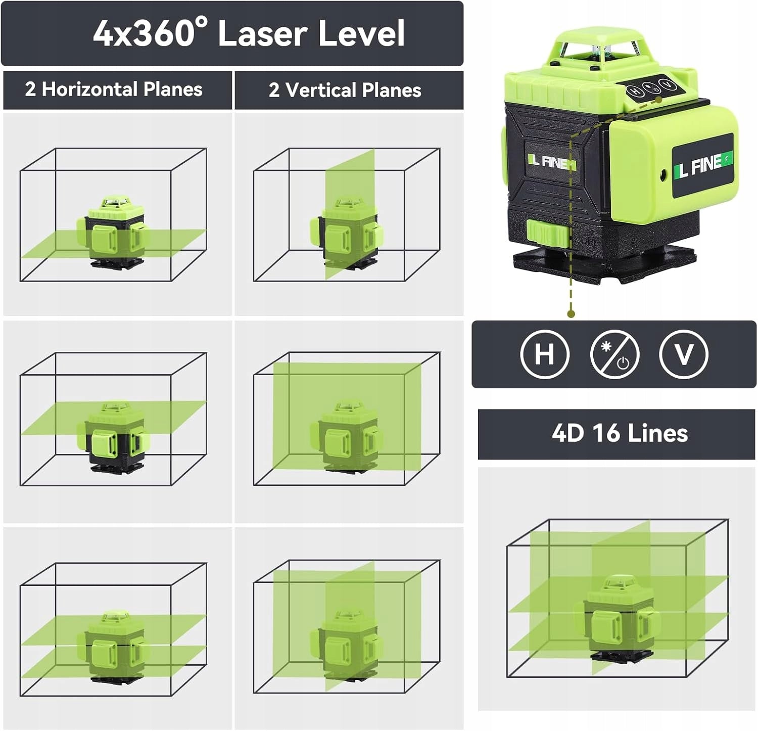 LASER CROSS LEVEL LASER SELF-LEVELING 16 LINES REMOTE CONTROL 2X BATTERY Brand no brand