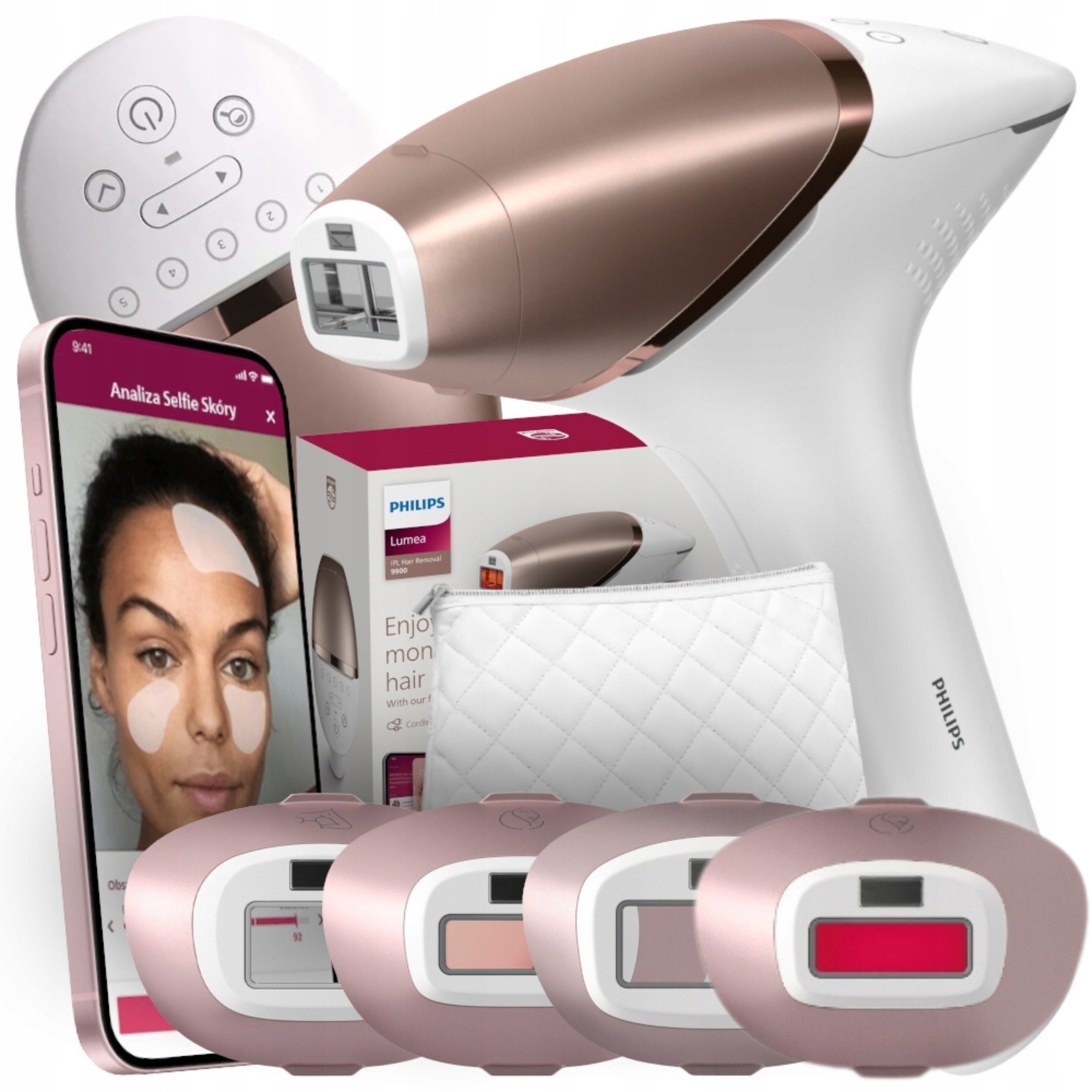 LASER EPILATOR PHILIPS LUMEA 9900 WOMEN'S LIGHT HAIR REMOVAL + 4 CAPS