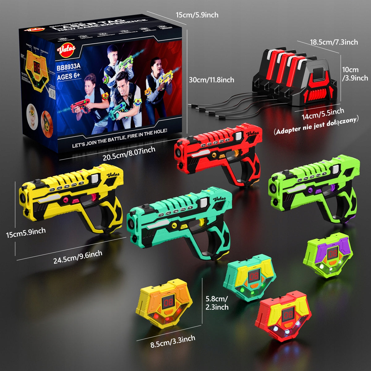 LASER GUN BATTERY PAINTBALL LASER TAG LIGHT RIFLE SET ×4 Packaging status original