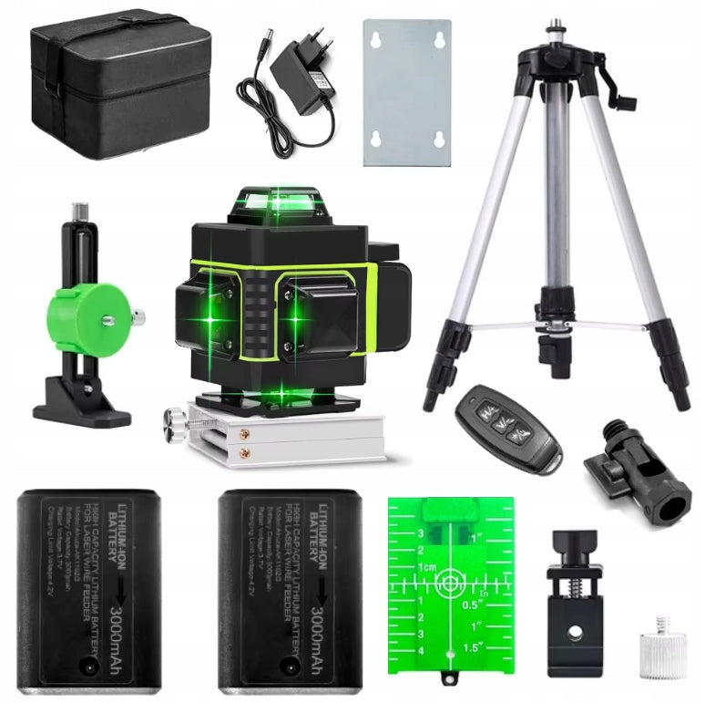 LASER LEVEL 16 LINES CROSS LASER + TRIPOD 150 CM +2AKU SET XXL Power supply rechargeable battery