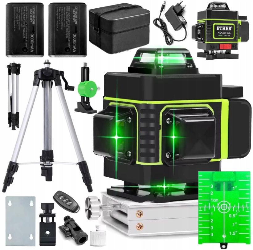 LASER LEVEL 16 LINES CROSS LASER + TRIPOD 150 CM +2AKU SET XXL