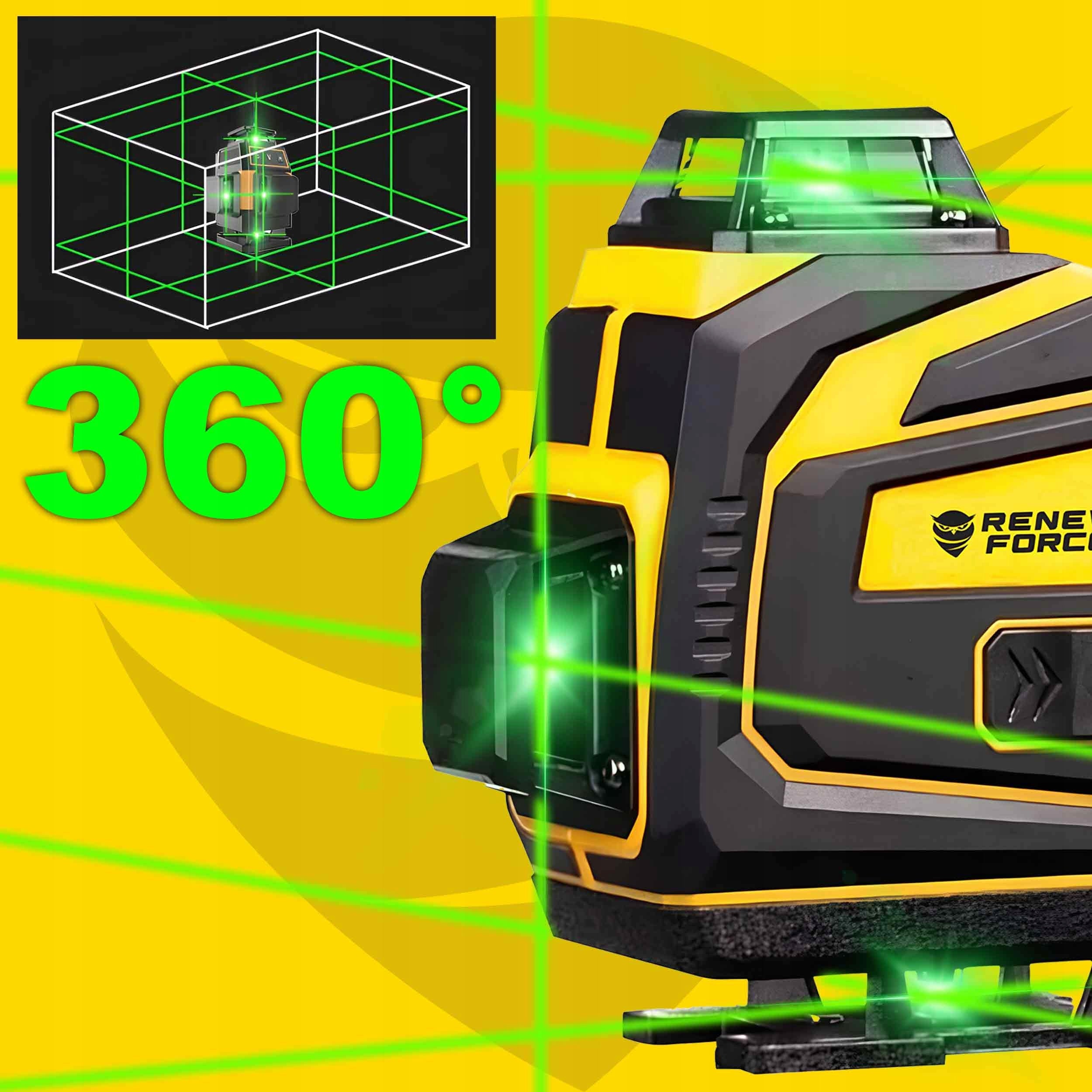 LASER LEVEL 360 PLANE 3D CROSS LASER PRO GREEN CASE Brand Renew Force