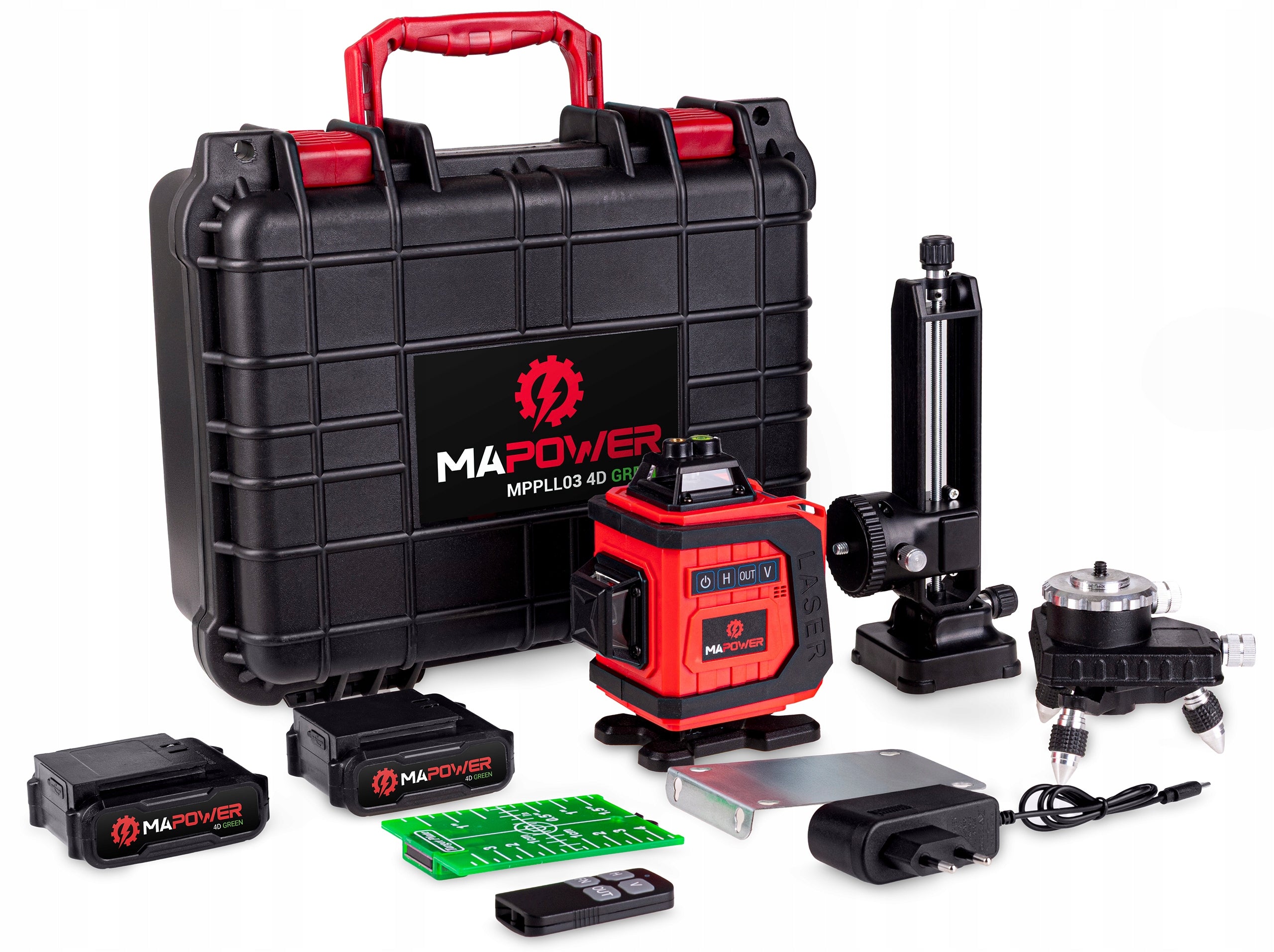 LASER LEVEL CROSS LASER 360 4D GREEN ELECTRONIC COMPENSATOR Power supply rechargeable battery