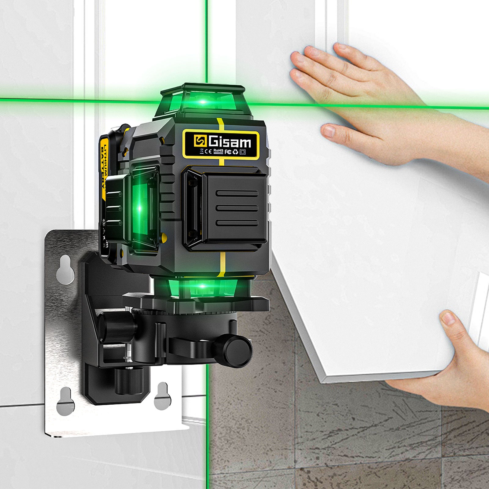 LASER LEVEL CROSS LASER 4D 16 LINE GREEN 2x AKU + TRIPOD Additional features 360° laser glasses included self-leveling tripod included