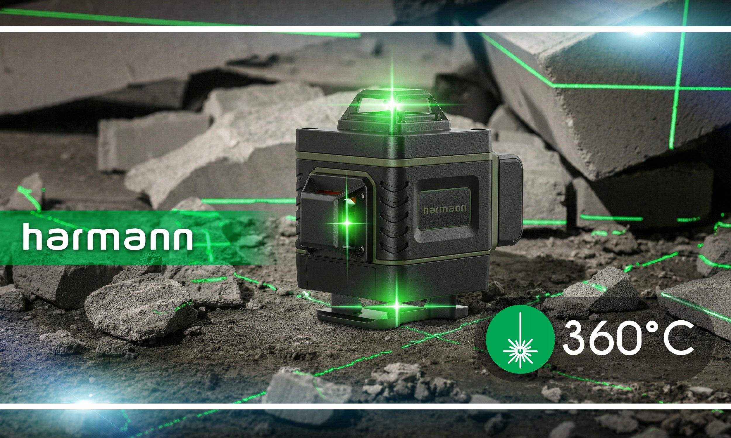 LASER LEVEL CROSS LASER 4D 16 LINES 360 LASER SET +STAND Brand Harmann