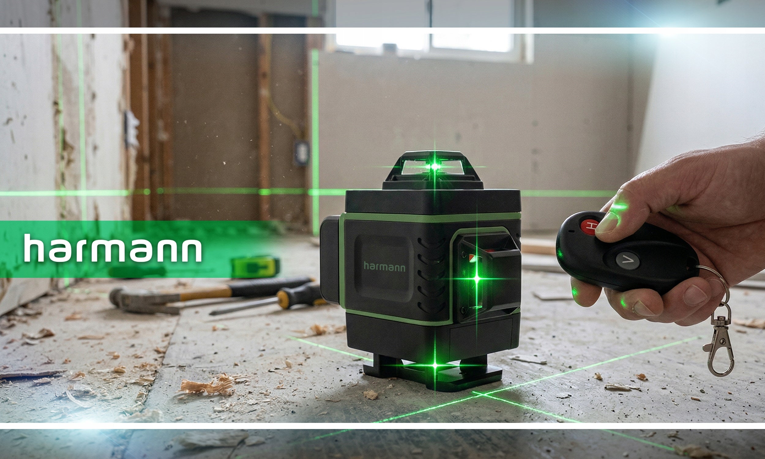 LASER LEVEL CROSS LASER 4D 16 LINES 360 LASER SET +STAND Maximum working range 50 m