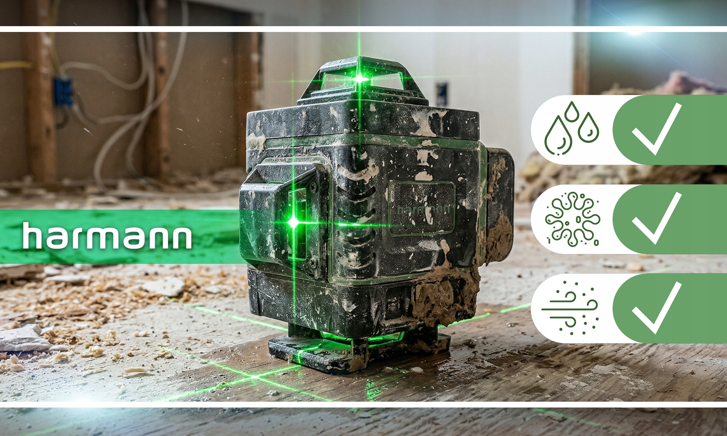 LASER LEVEL CROSS LASER 4D 16 LINES 360 LASER SET +STAND Model ZESTAW SAMOPOZIOMUJĄCA POZIOMNICA Z PILOTEM
