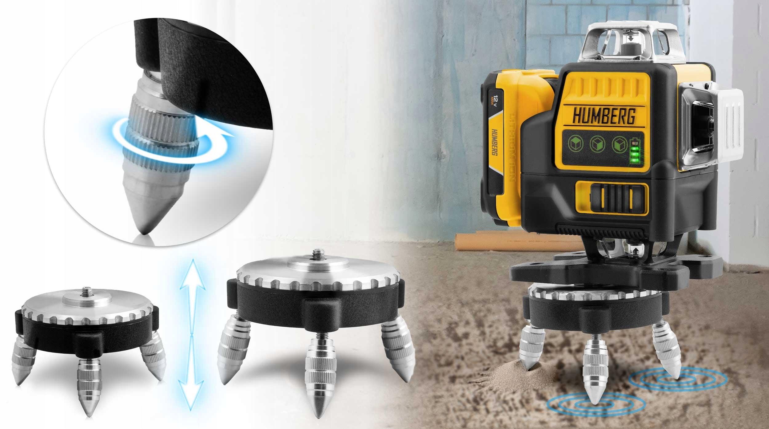 LASER LEVEL CROSS LASER 4D SELF LEVELING 50m SET HUMBERG Number of laser beams 16