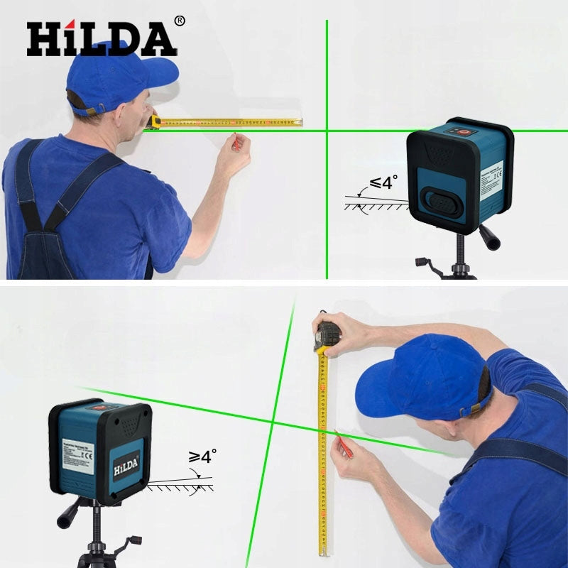 LASER LEVEL CROSS LASER HILDA PENDULUM LOCK TRIPOD 200 CM Power supply batteries