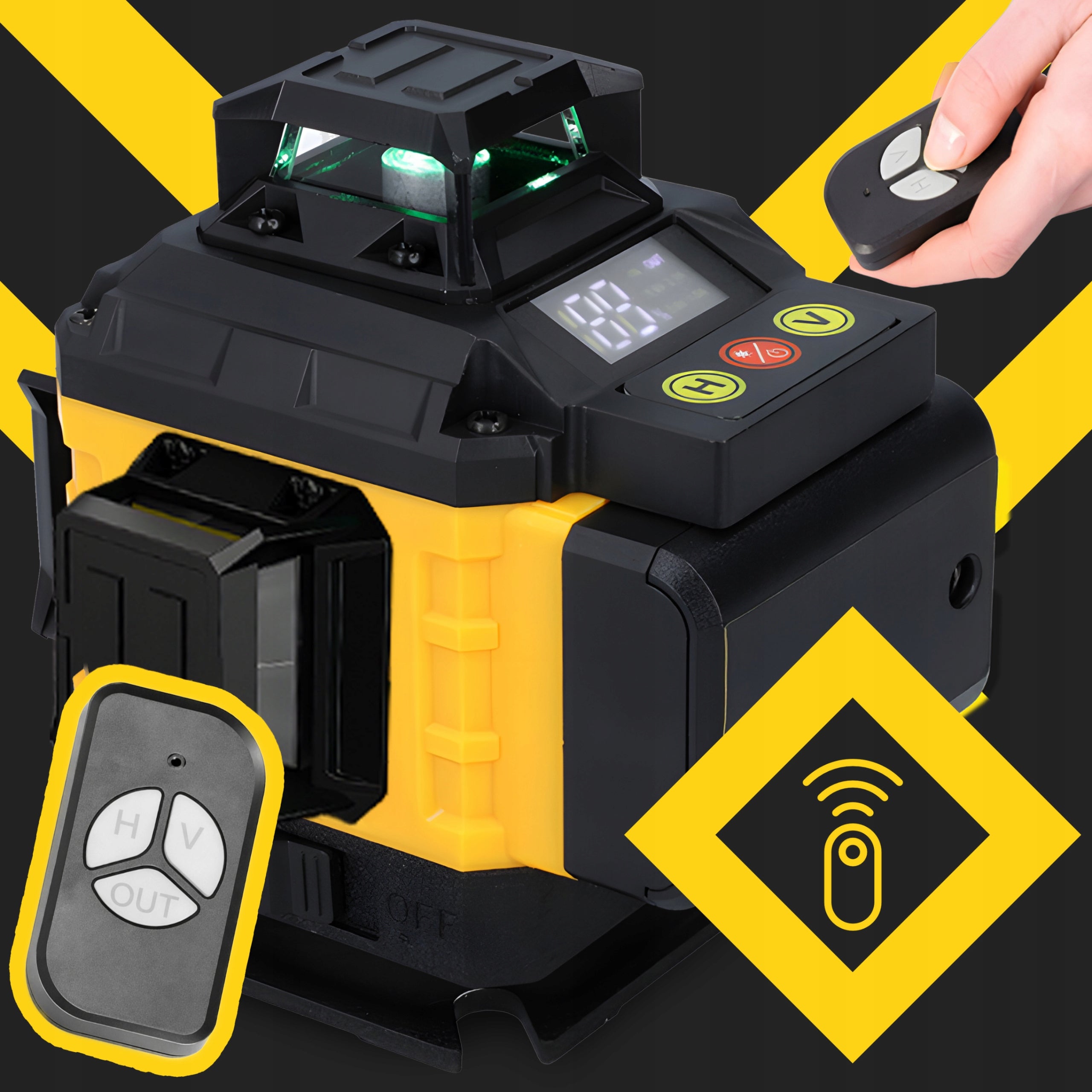 LASER LEVEL CROSS LEVEL 4D 16 LINES LASER + 2X AKU TRIPOD XL Power supply rechargeable battery
