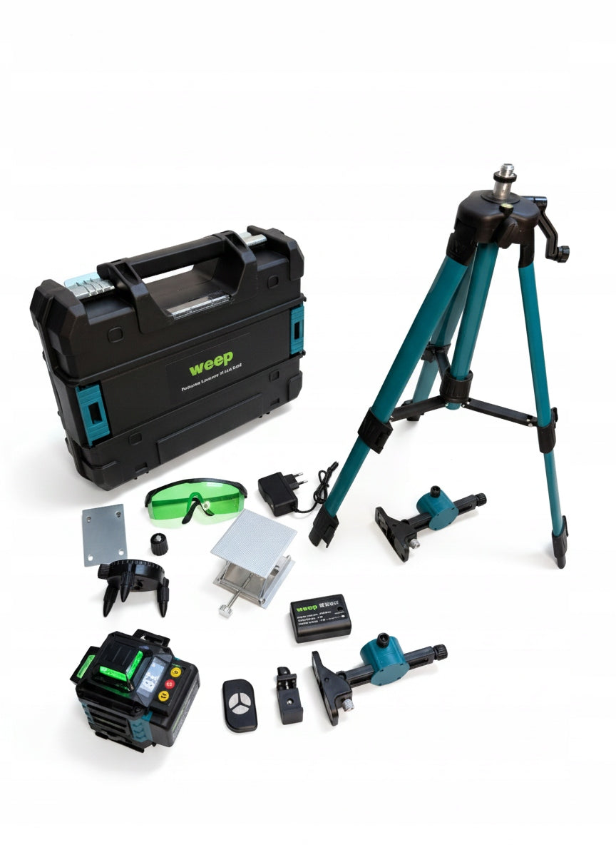 LASER LEVEL WEEP 4D 16 CROSS LINE 360 SET TRIPOD Power supply rechargeable battery