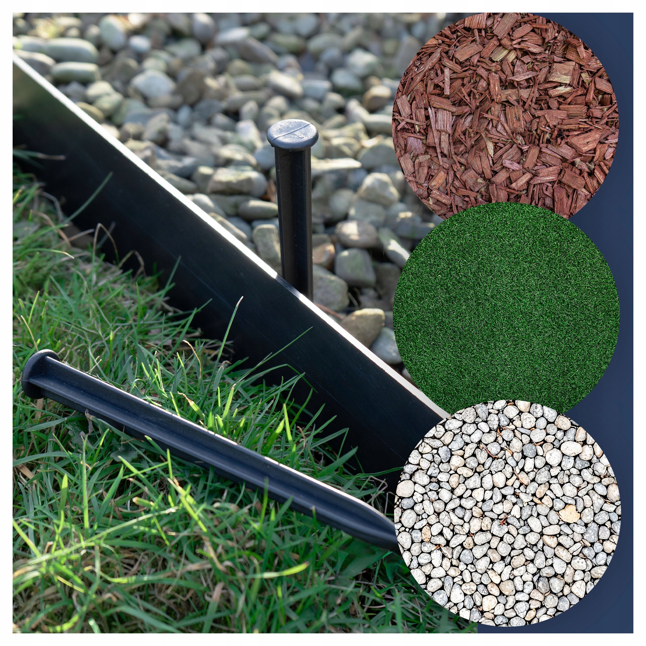 LAWN EDGING 15 MB + ANCHORS 50 PCS ECO BORDER 7,8 CM EDGING Manufacturer code Obrzeże ogrodowe 7,8cm metrówkA 15+50