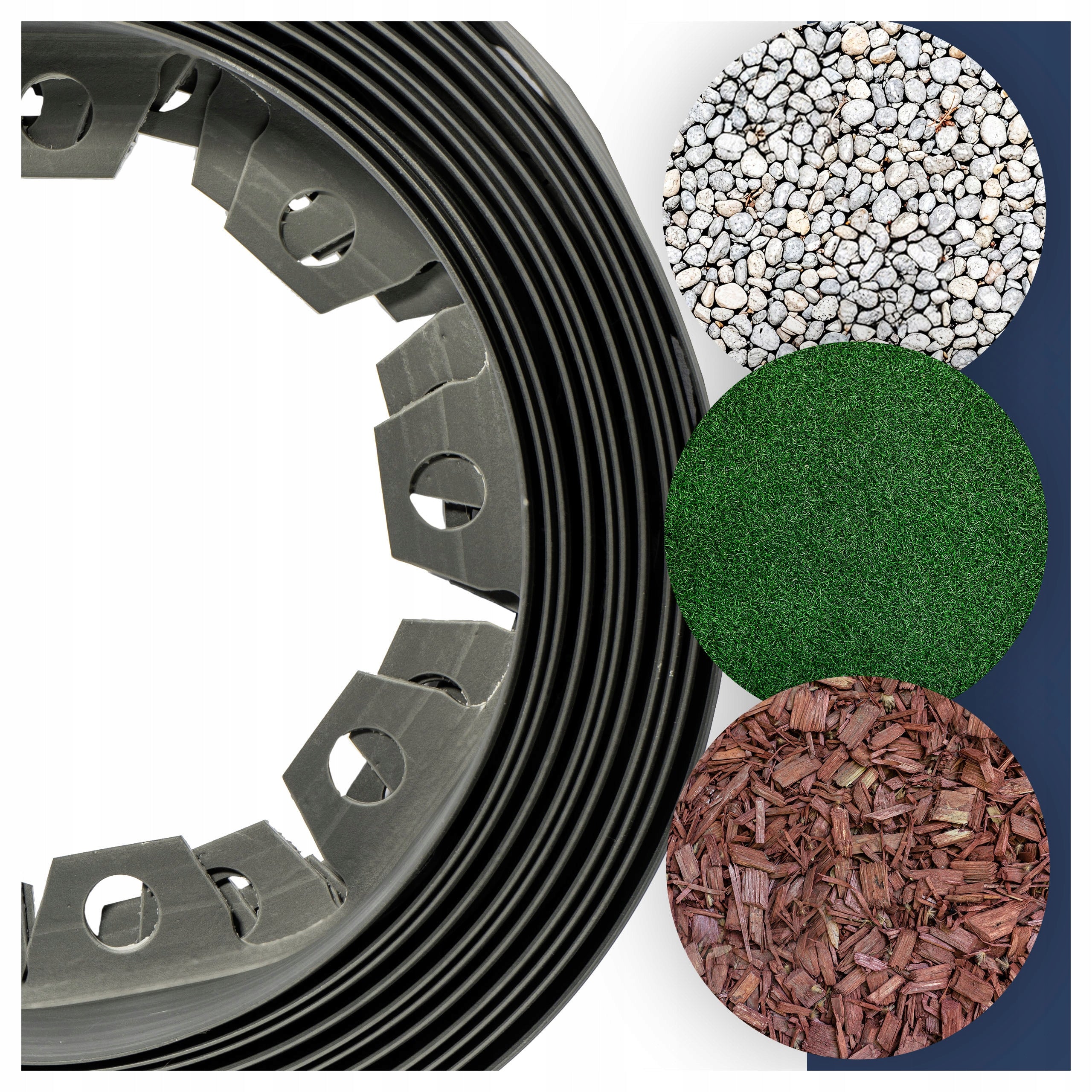 LAWN EDGING 20M 6CM ANCHORS FREEBIE BLACK ELASTIC EDGING Manufacturer code 5905954522378