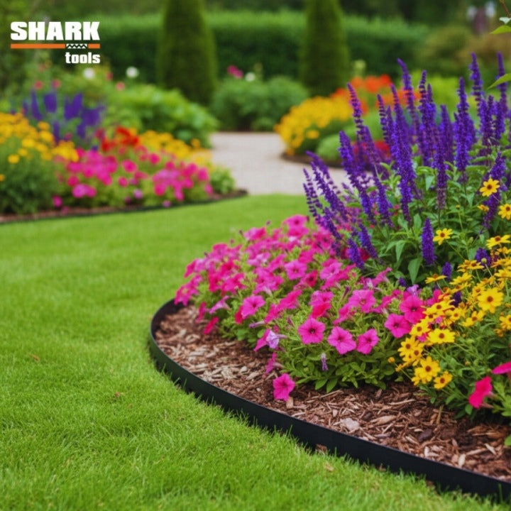 LAWN GARDEN EDGING 40m x 4cm (2x20m) + BLACK PLASTIC ANCHORS Color black