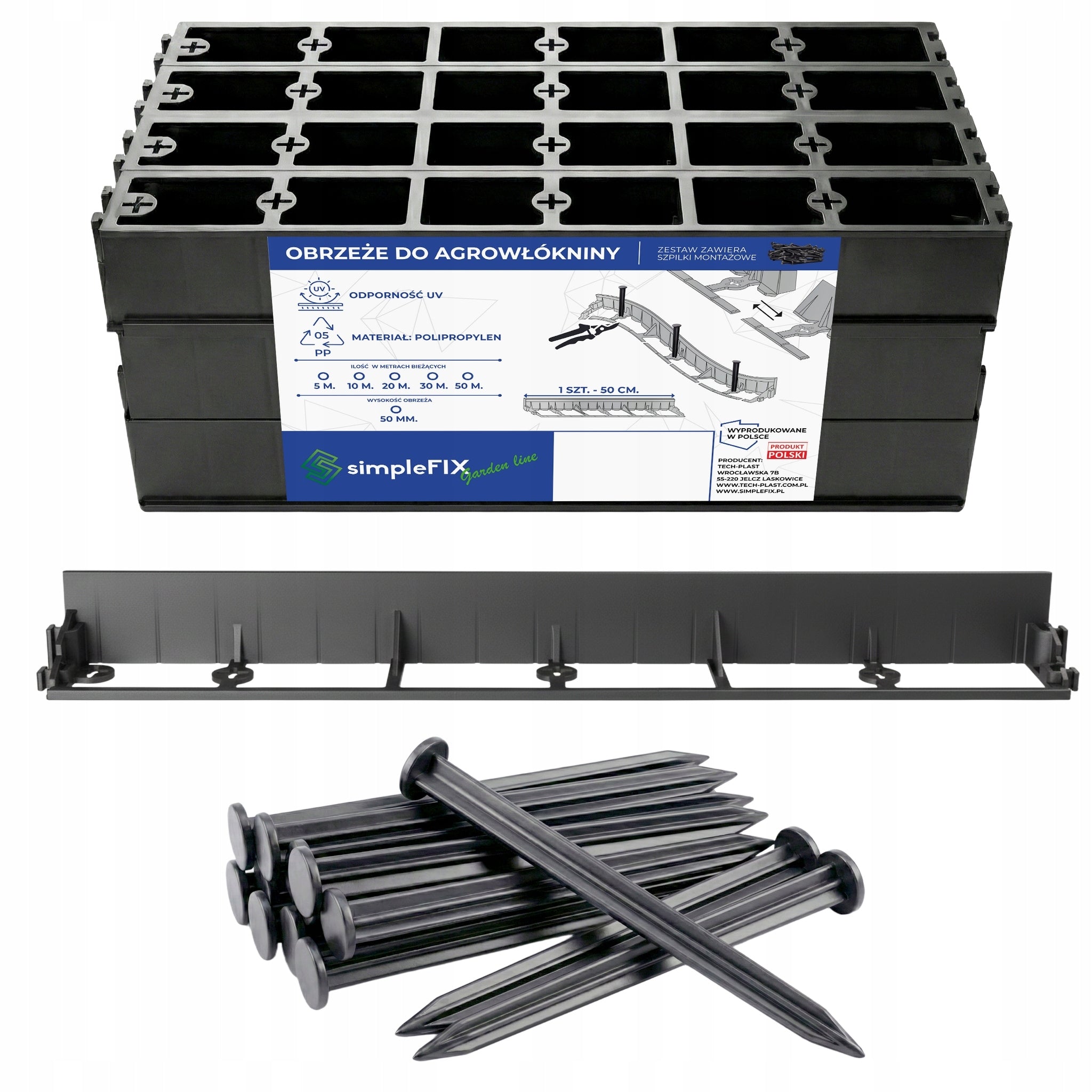 LAWN GARDEN EDGING 50mm BORDER PALISADA 10m + 80 ANCHORS Polish Manufacturer Simplefix