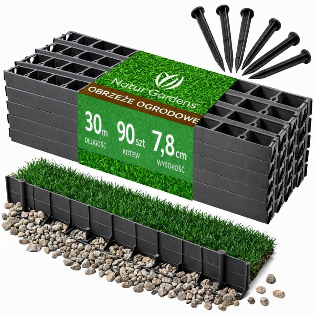 LAWN GARDEN EDGING 7,8CM 30m + 90 ANCHORS Freebie