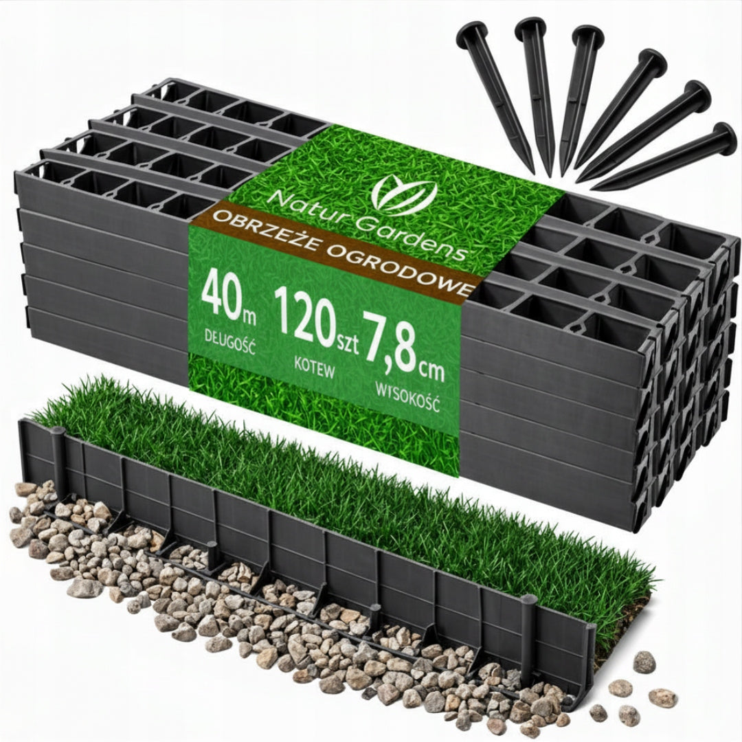 LAWN GARDEN EDGING 7,8CM 40m + 120 ANCHORS Freebie