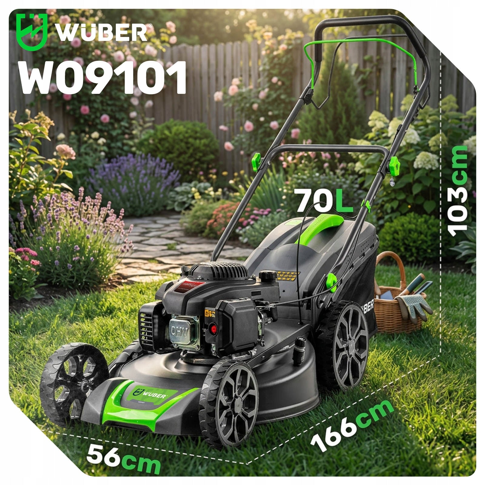 LAWN MOWER COMBUSTION ENGINE LONCIN MULCH DRIVE STRONG 51CM 70L +OIL Mowing width 51 cm