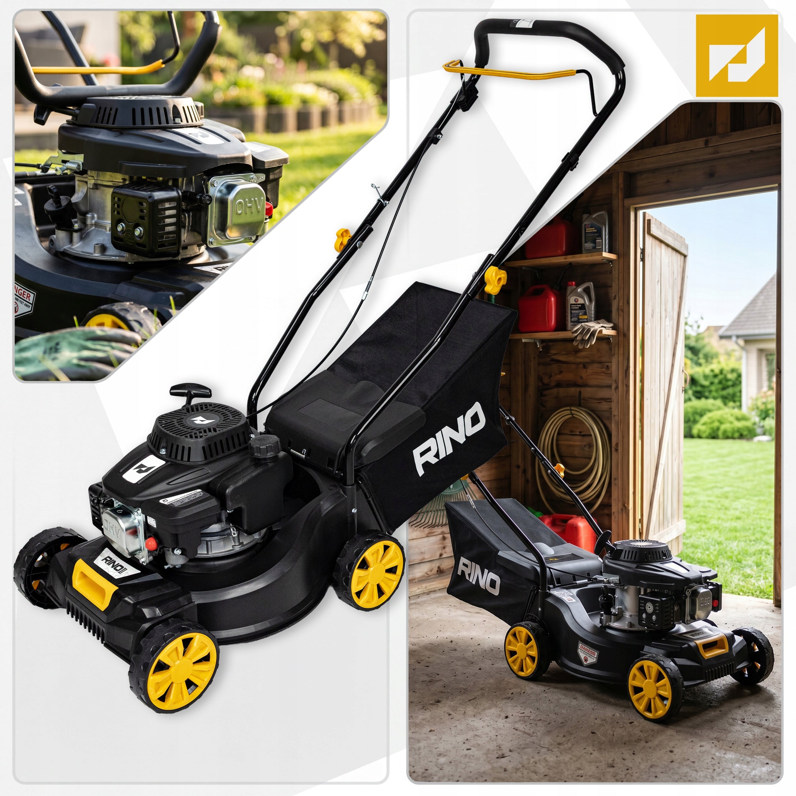 LAWN MOWER DIESEL ENGINE OHV 125 CM 3 KM BASKET 45L 30/45/65MM RINO Packaging status original