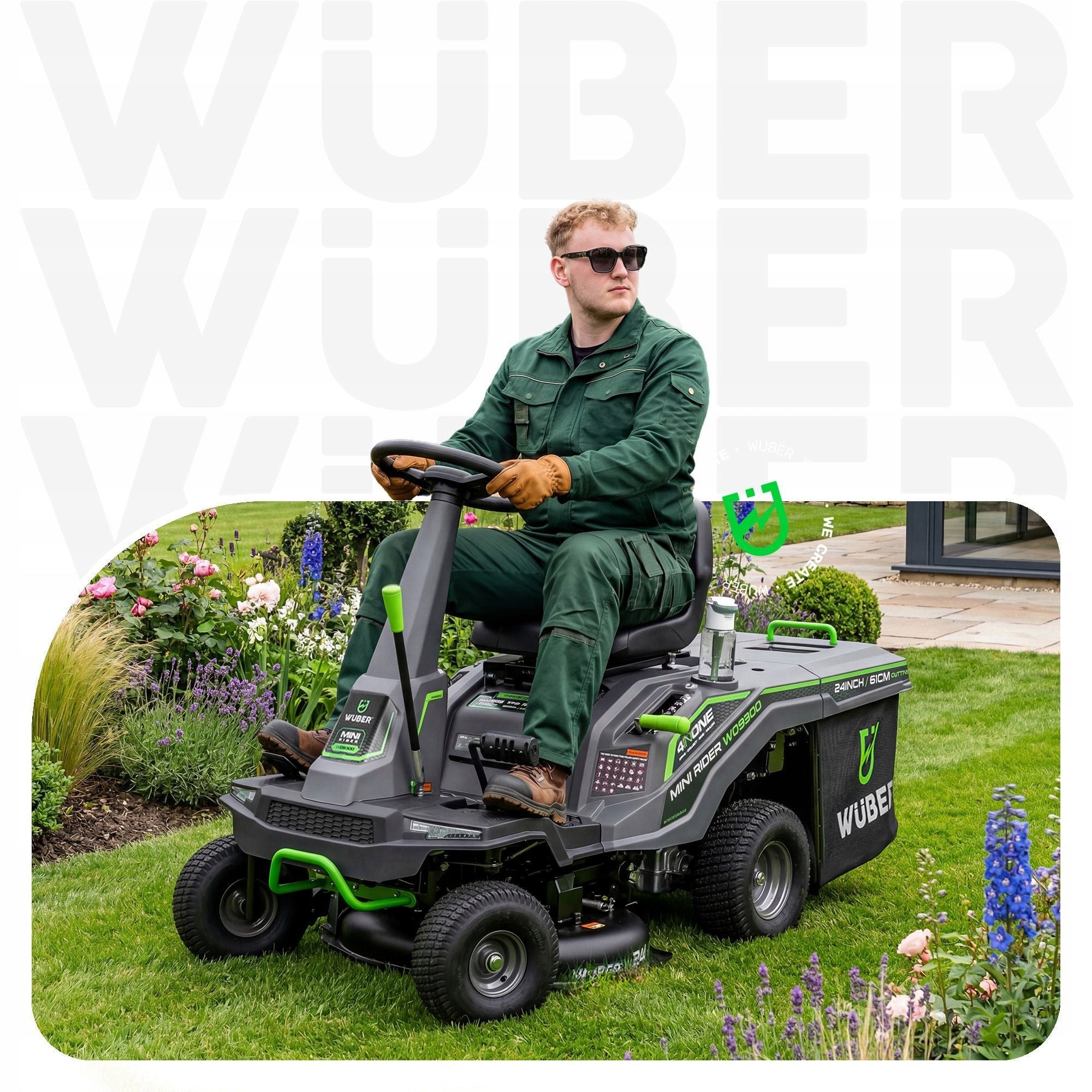 LAWN MOWER GARDEN TRACTOR +BASKET 150L/61cm/6,12KM STRONG MANEUVERABLE MINI RIDER Packaging status original