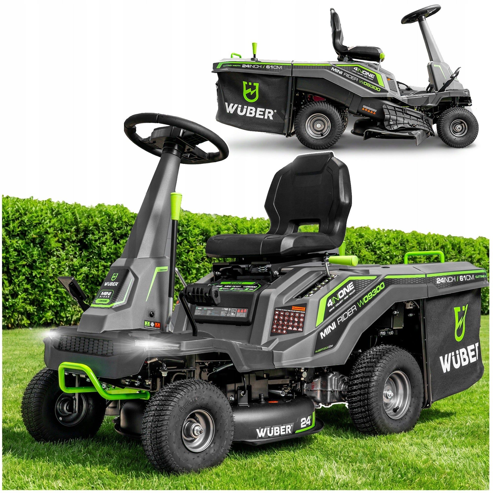 LAWN MOWER GARDEN TRACTOR +BASKET 150L/61cm/6,12KM STRONG MANEUVERABLE MINI RIDER