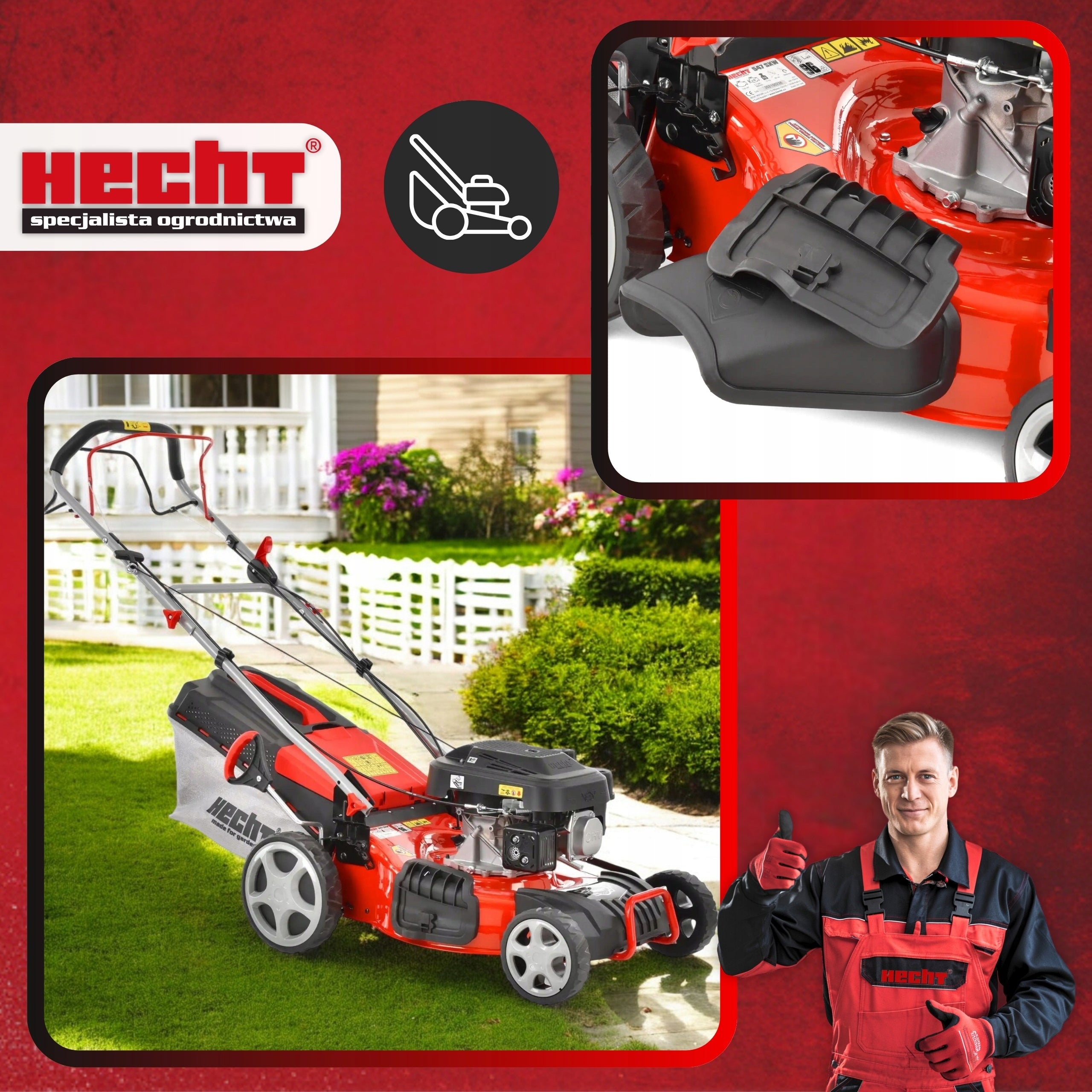 LAWN MOWER HECHT 547SXW DRIVE WIDTH 46CM MULCHING Brand Hecht