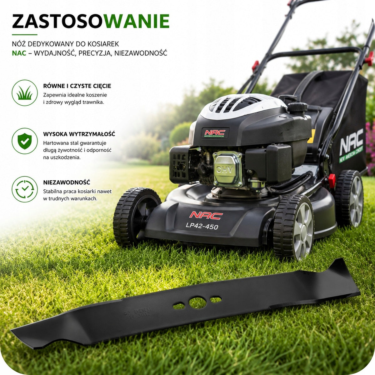LAWN MOWER KNIFE NAC LP50 LS50 S511 NAC 475 575 675-575 50 CM RYOBI RLM52 Manufacturer code EV14-31012