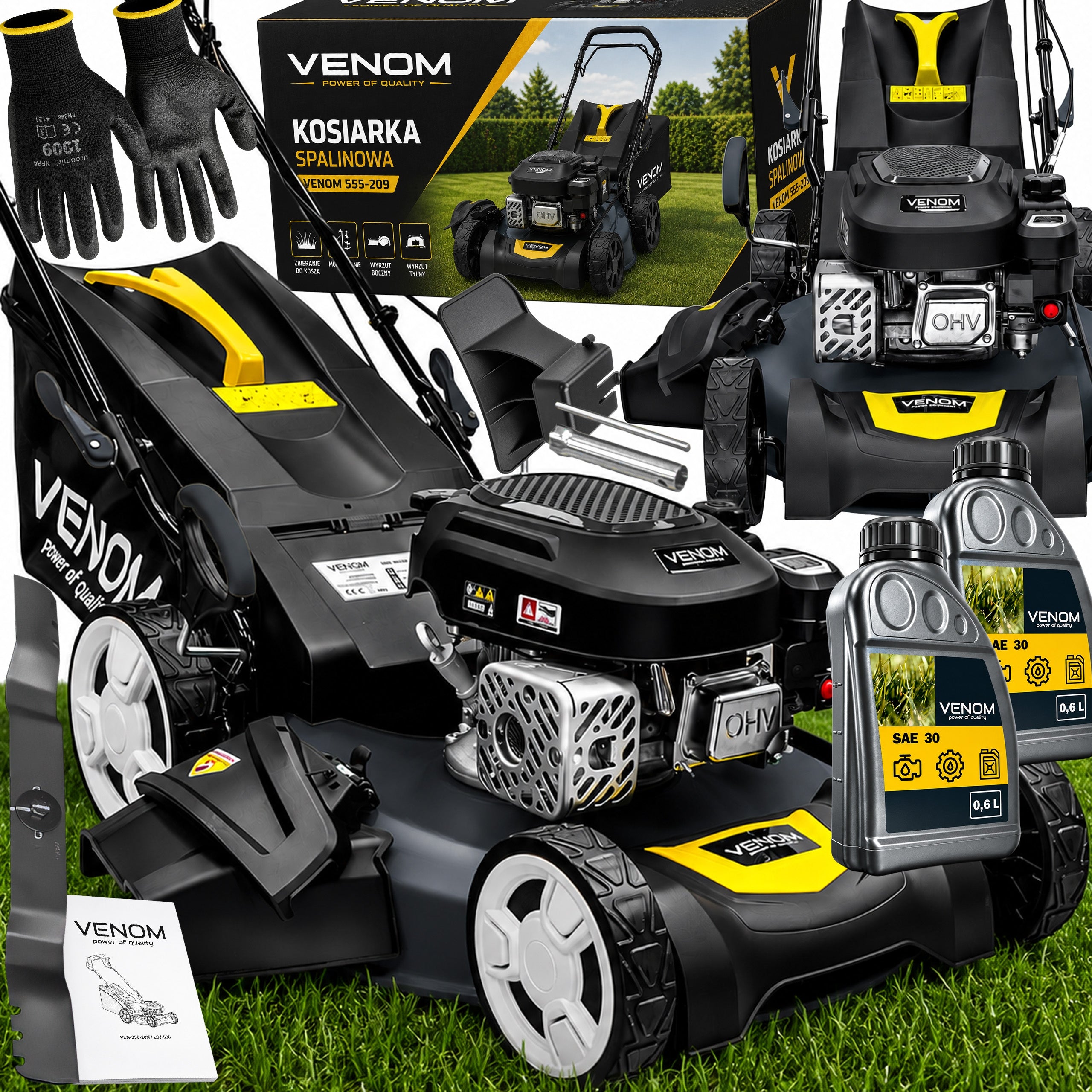 LAWN MOWER VENOM 55cm MULCH POWERFUL MOTOR 209cc PRO DRIVE