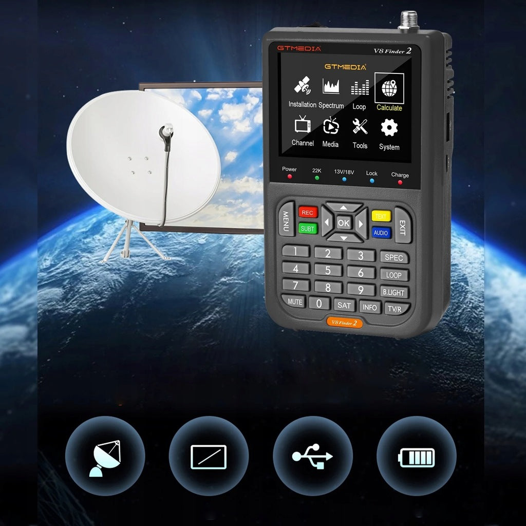 LCD SATELLITE SIGNAL METER FOR ANTENNA CALIBRATION PROFESSIONAL GRADE Manufacturer code V8 FINDER 2 BLACK