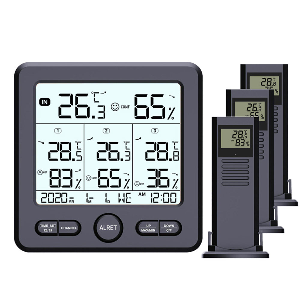 LCD WIRELESS WEATHER STATION HYGROMETER WITH 3X SENSOR